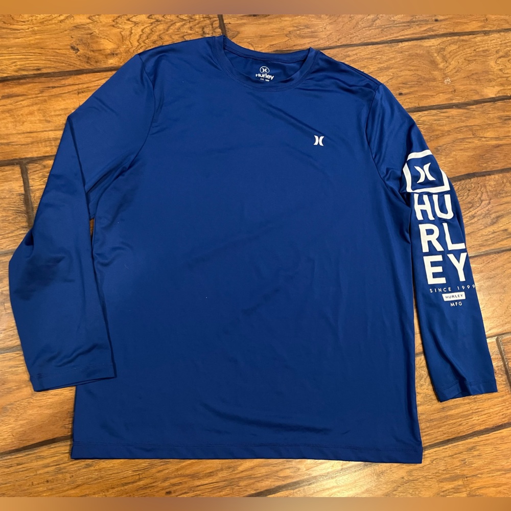 Hurley tee men’s Large blue long sleeve shirt performance stretch MFG active